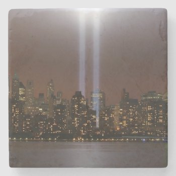 World Trade Center Tribute In Light In New York. Stone Coaster by iconicnewyork at Zazzle