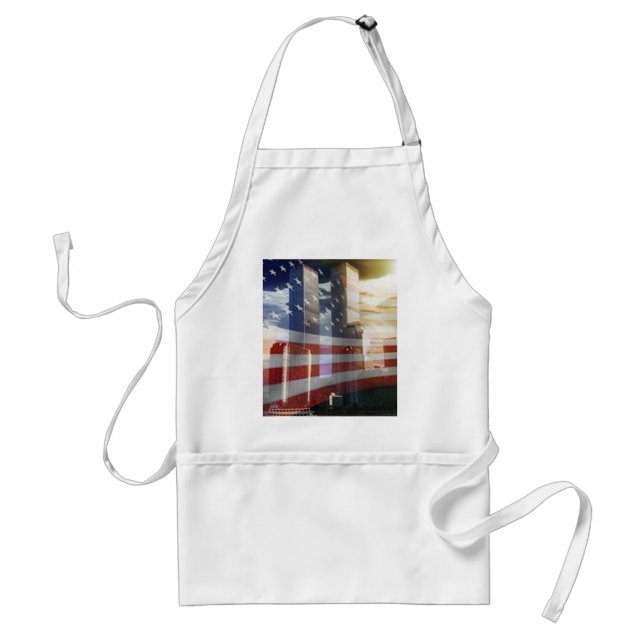 World Trade Center with Flag Adult Apron (Front)