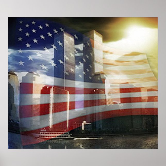 World Trade Center with Flag Poster (Front)