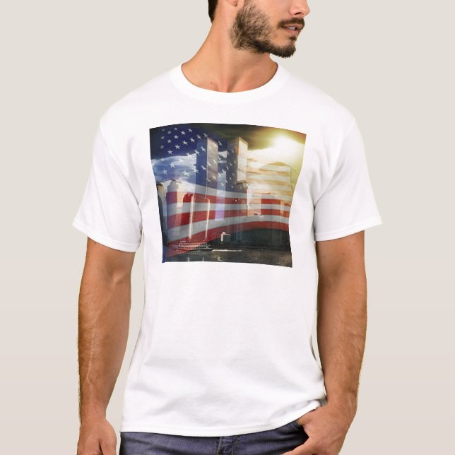 World Trade Center with Flag T-Shirt (Front)