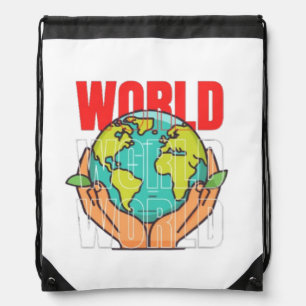 World – Travel Adventure Globe Design Drawstring Bag