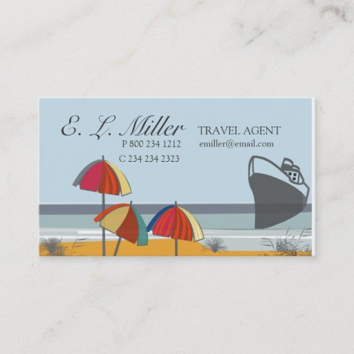 Customizable Travel Agent Vacation Business Cards