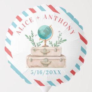 World Travel Airline Wedding Engagement Red Blue Balloon