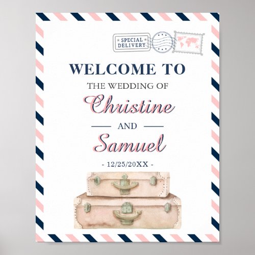 World Travel Airline Wedding Engagement Welcome Poster