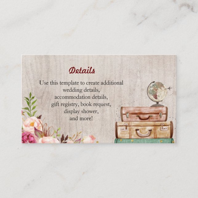 World Travel Bridal Shower Detail Card (Front)