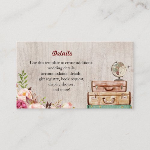 World Travel Bridal Shower Detail Card