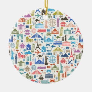 world travel ceramic ornament