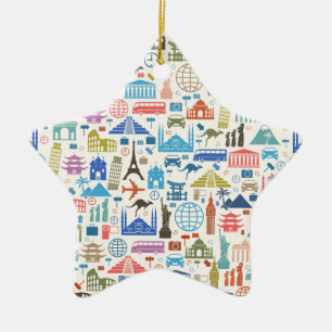 world travel ceramic ornament