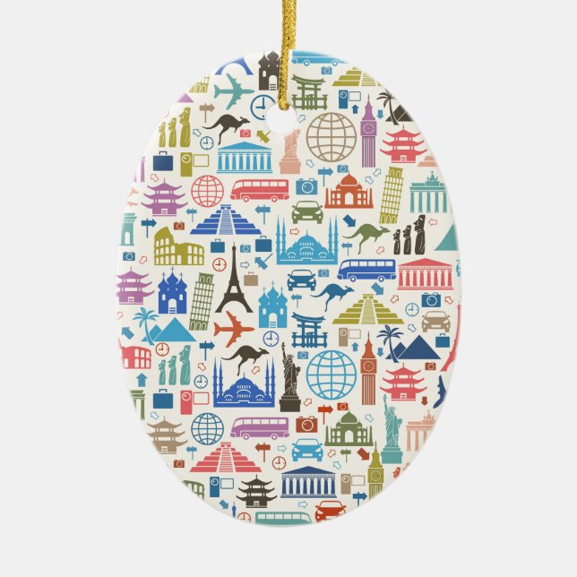 world travel ceramic ornament (Front)