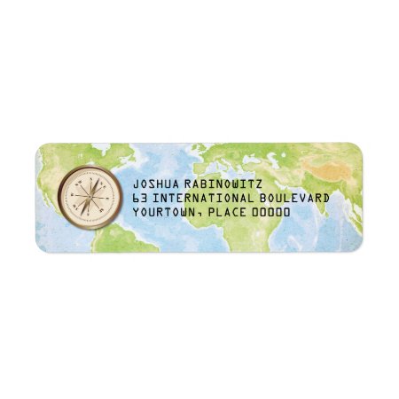 World Travel Compass Bar Bat Mitzvah Label