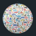 world travel dart board<br><div class="desc">"leaning tower of piza"" mt fuji""big ben"Travel, "world Travel" , kangaroo , landmarks , pyramids , "mexican pyramid" , "statue of liberty" , "eiffel tower" , paris, france, nyc, tokyo, japan, mountain , , piza, italy, rome, , travelers , traveling unisex</div>
