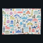 world travel kitchen towel<br><div class="desc">"leaning tower of piza"" mt fuji""big ben"Travel, "world Travel" ,  kangaroo ,  landmarks ,  pyramids ,  "mexican pyramid" ,  "statue of liberty" ,  "eiffel tower" ,  paris,  france, nyc, tokyo, japan,  mountain , ,  piza,  italy,  rome,  ,  travelers ,  traveling unisex</div>