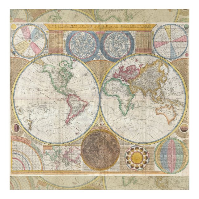 World Travel Map Antique Vintage Acrylic Print (Front)