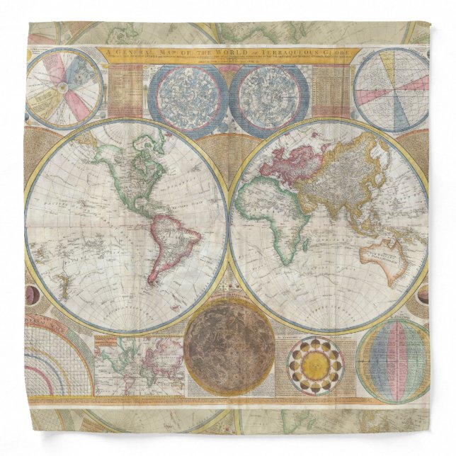 World Travel Map Antique Vintage Bandana (Front)