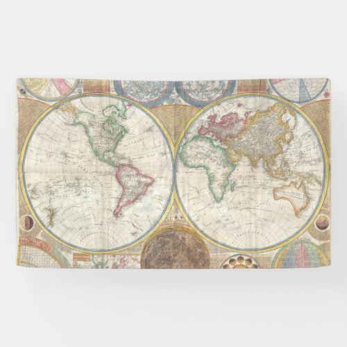 World Travel Map Antique Vintage Banner