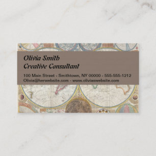 World Travel Map Antique Vintage Business Card