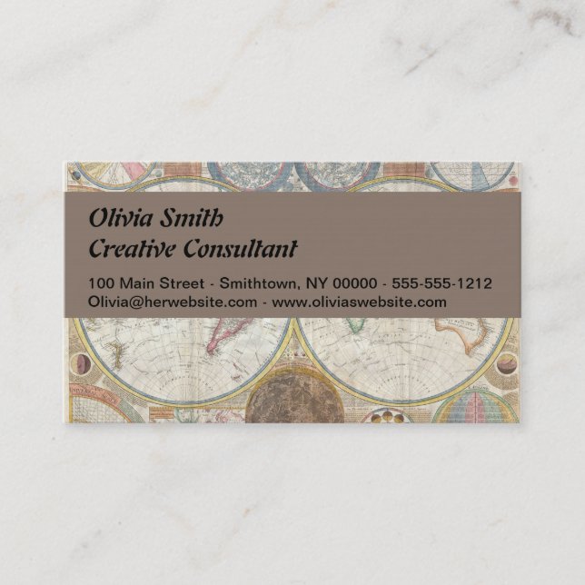 World Travel Map Antique Vintage Business Card (Front)