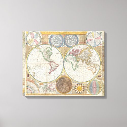 World Travel Map Antique Vintage Canvas Print