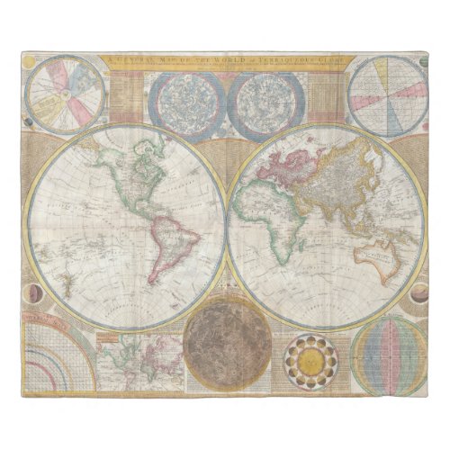 World Travel Map Antique Vintage Duvet Cover