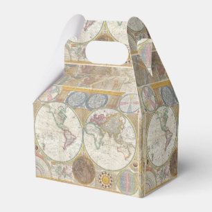 World Travel Map Antique Vintage Geography Favor Boxes