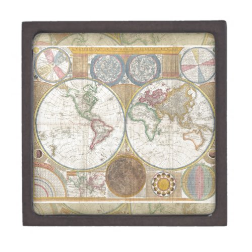 World Travel Map Antique Vintage Gift Box