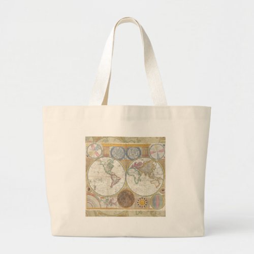 World Travel Map Antique Vintage Large Tote Bag