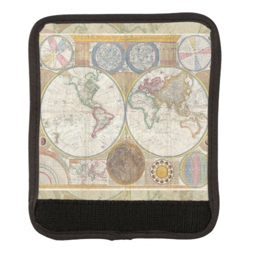 World Travel Map Antique Vintage Luggage Handle Wrap