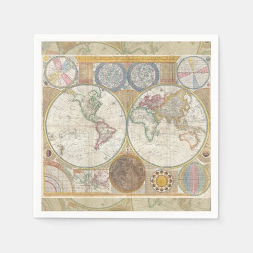 World Travel Map Antique Vintage Napkins