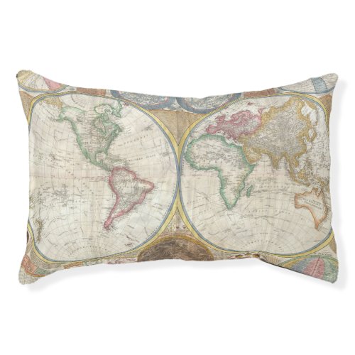 World Travel Map Antique Vintage Pet Bed