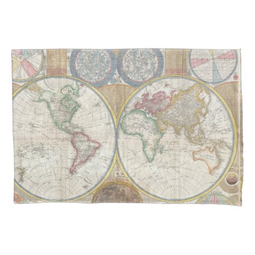 World Travel Map Antique Vintage Pillow Case