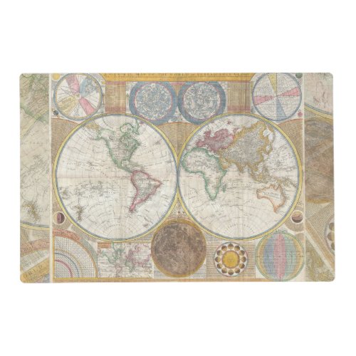 World Travel Map Antique Vintage Placemat