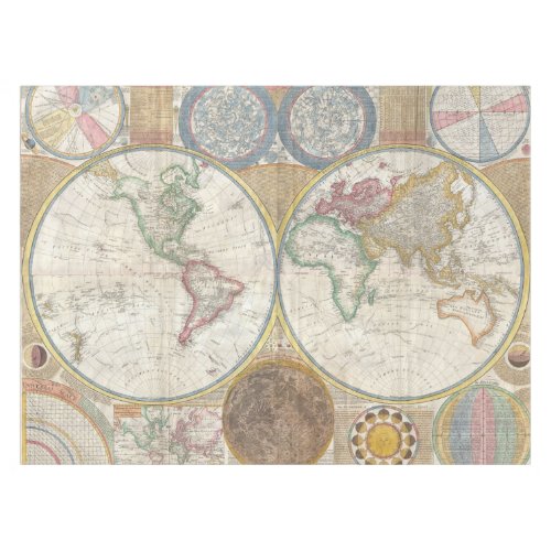 World Travel Map Antique Vintage Tablecloth