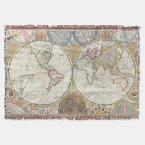 World Travel Map Antique Vintage Throw Blanket