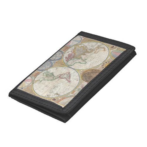 World Travel Map Antique Vintage Trifold Wallet