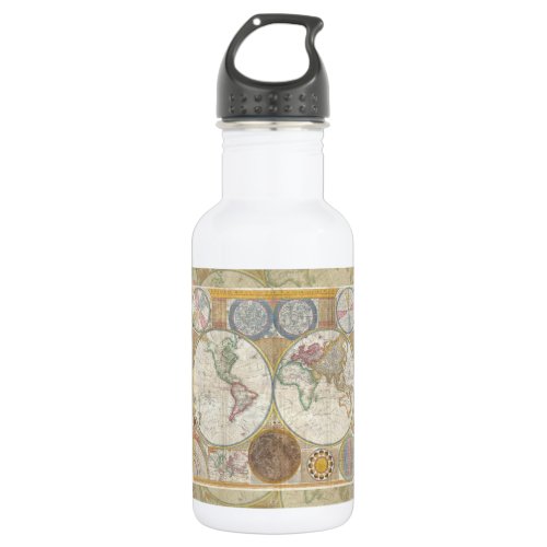 World Travel Map Antique Vintage Water Bottle