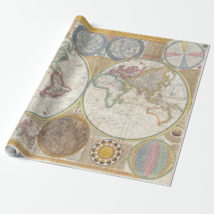 World Travel Map Antique Vintage Wrapping Paper