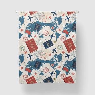 World Travel Map Pattern Blackout Curtains