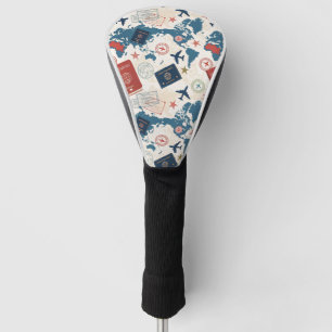 World Travel Map Pattern Golf Head Cover