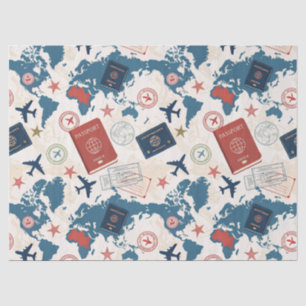 World Travel Map Pattern Tissue Paper