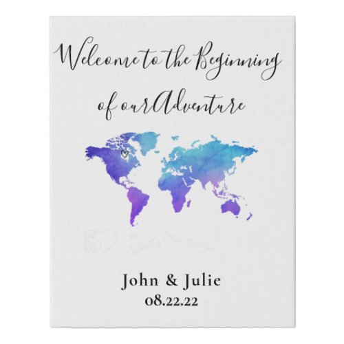 World Travel Map Wedding Welcome Sign