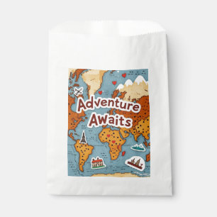 World Travel Map with quote Favor Bag