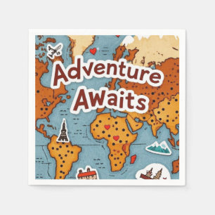 World Travel Map with quote Napkins
