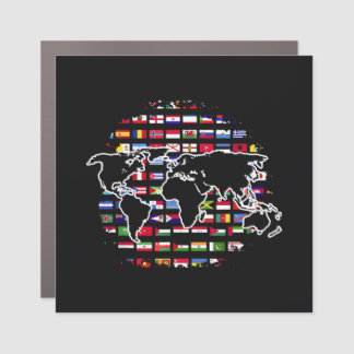 World Travel Map World Map International Flags Car Magnet