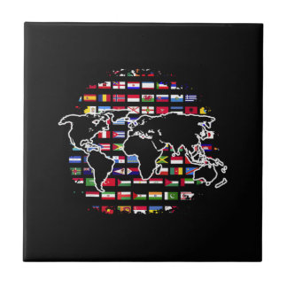 World Travel Map World Map International Flags Ceramic Tile