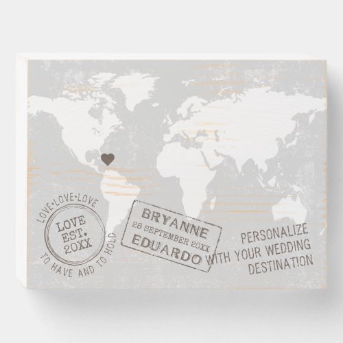 World Travel Passport Stamp Journey Destination Wooden Box Sign