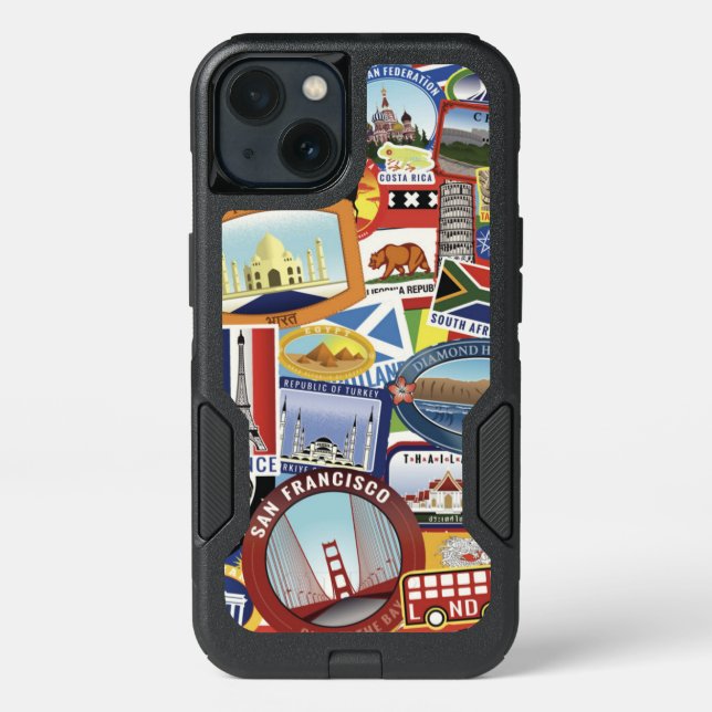 World Travel Pattern Otterbox iPhone Case (Back)