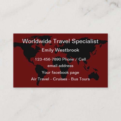 World Travel Specialist Business Cards