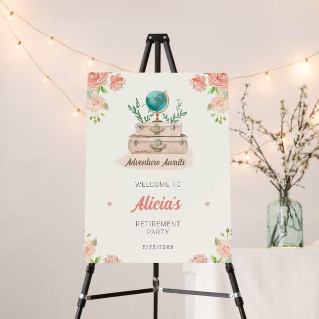 World Travel Suitcases Lady Chic Retirement Party Foam Board (In Situ (Stand))