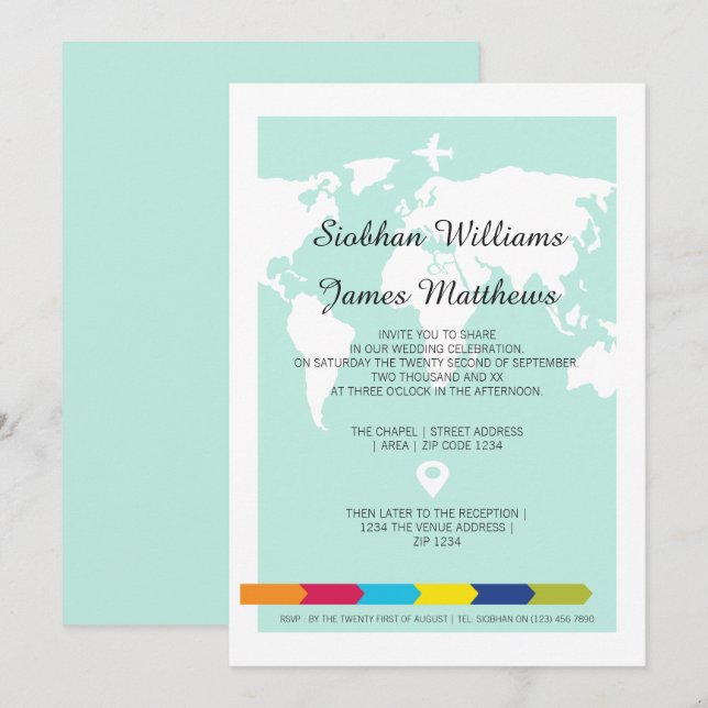 World Travel Wedding Invitation (Front/Back)
