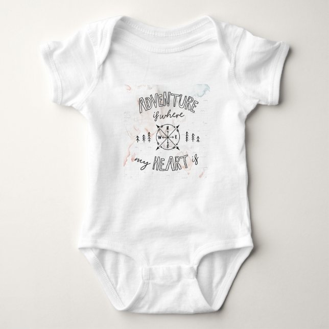 World Traveler | Adventure Is Where My Heart Is Baby Bodysuit (Front)